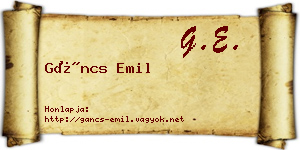 Gáncs Emil névjegykártya
