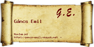 Gáncs Emil névjegykártya